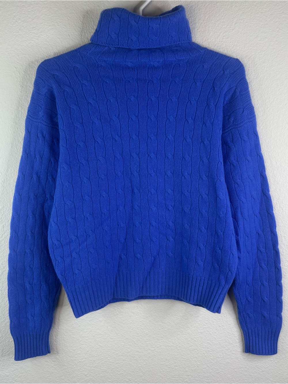Ralph Lauren Purple Label Cashmere Cable Knot Turtle Neck Women’s M Blue Sweater